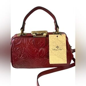 Patricia Nash Italian Leather Burnished Tool Gracchi Ruby Red Satchell‎ dust bag